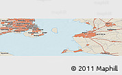 Shaded Relief Panoramic Map of the area around 55° 34' 4" N, 12° 49' 29" E