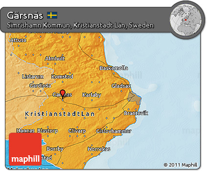 Political 3D Map of Gärsnäs