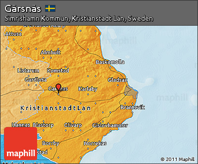 Political 3D Map of Gärsnäs