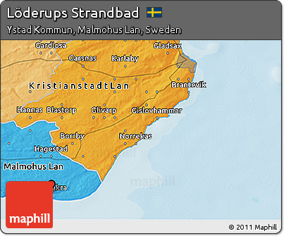 Political 3D Map of Löderups Strandbad