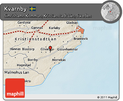 Shaded Relief 3D Map of Kvarnby