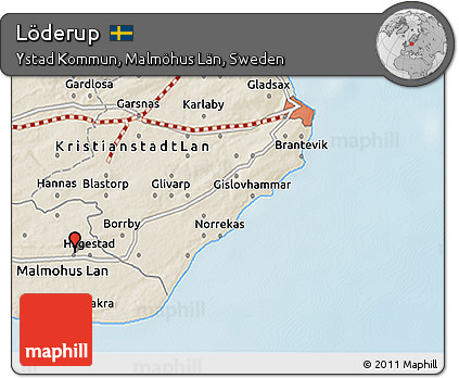 Shaded Relief 3D Map of Löderup