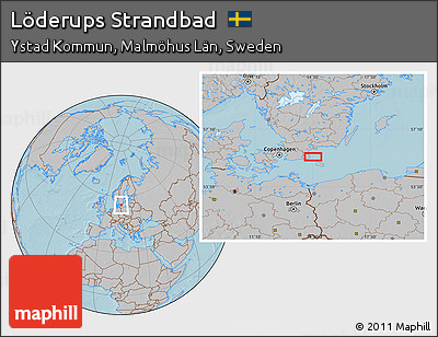 Gray Location Map of Löderups Strandbad, hill shading
