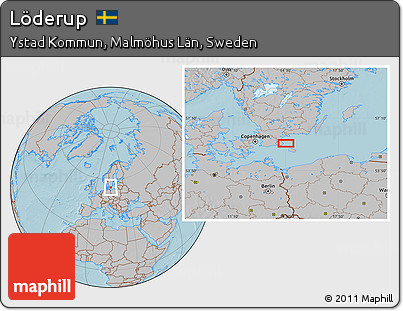 Gray Location Map of Löderup, hill shading