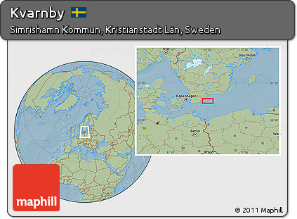Savanna Style Location Map of Kvarnby, hill shading