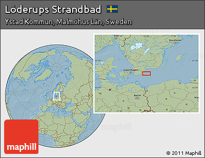 Savanna Style Location Map of Löderups Strandbad, hill shading