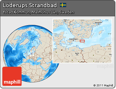 Shaded Relief Location Map of Löderups Strandbad