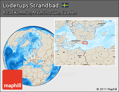 Shaded Relief Location Map of Löderups Strandbad