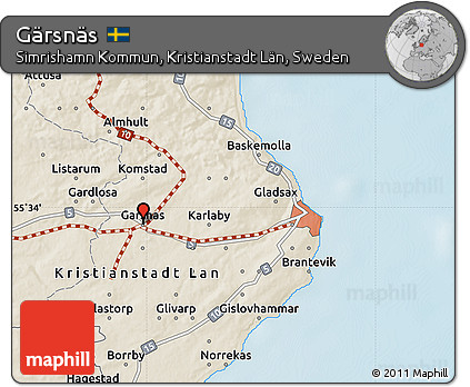 Shaded Relief Map of Gärsnäs