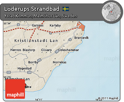 Shaded Relief Map of Löderups Strandbad