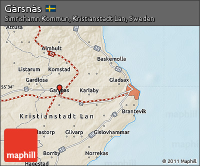 Shaded Relief Map of Gärsnäs