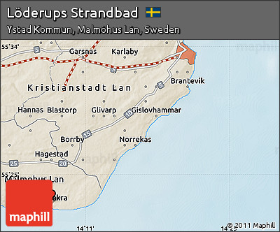 Shaded Relief Map of Löderups Strandbad