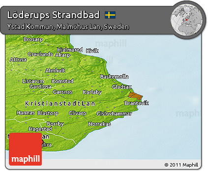 Physical Panoramic Map of Löderups Strandbad
