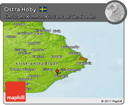 Physical Panoramic Map of Östra Hoby