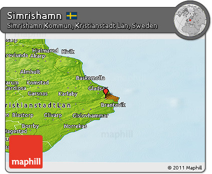 Physical Panoramic Map of Simrishamn
