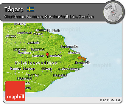 Physical Panoramic Map of Tågarp
