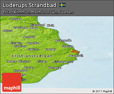 Physical Panoramic Map of Löderups Strandbad