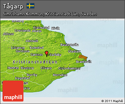 Physical Panoramic Map of Tågarp