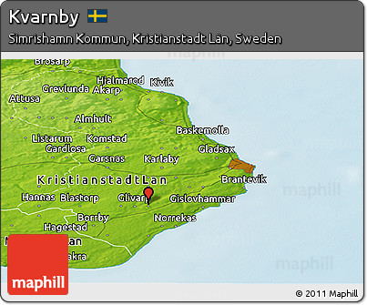 Physical Panoramic Map of Kvarnby