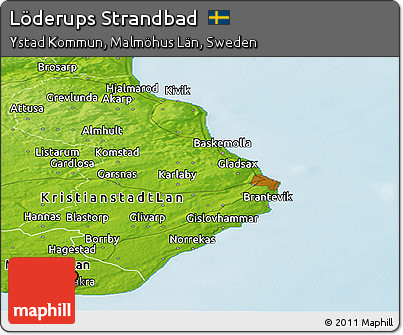 Physical Panoramic Map of Löderups Strandbad