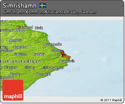 Physical Panoramic Map of Simrishamn