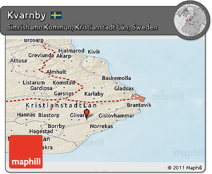 Shaded Relief Panoramic Map of Kvarnby