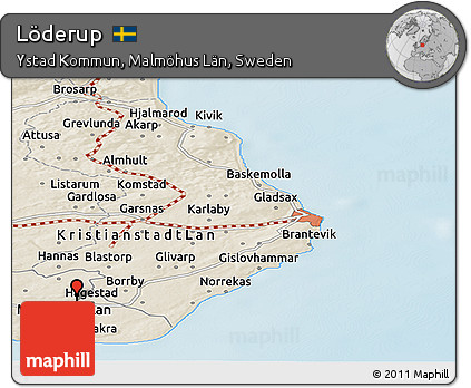 Shaded Relief Panoramic Map of Löderup