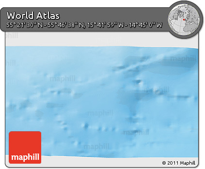 Shaded Relief 3D Map of the Area around 55° 34' 4" N, 15° 13' 29" W