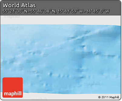 Shaded Relief 3D Map of the Area around 55° 34' 4" N, 15° 13' 29" W