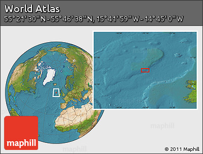 Satellite Location Map of the Area around 55° 34' 4" N, 15° 13' 29" W