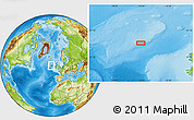 Physical Location Map of the area around 55° 34' 4" N, 16° 4' 29" W
