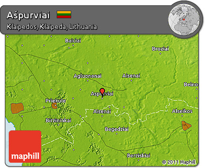 Physical 3D Map of Ašpurviai