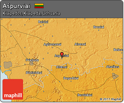 Political 3D Map of Ašpurviai