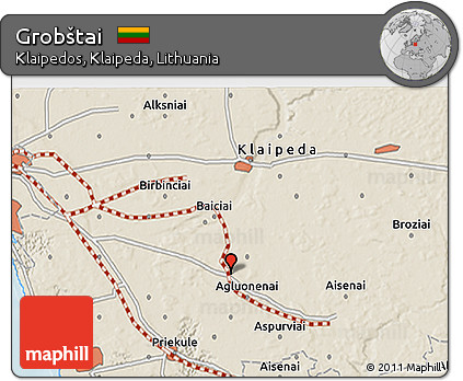 Shaded Relief 3D Map of Grobštai