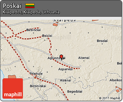 Shaded Relief 3D Map of Poškai