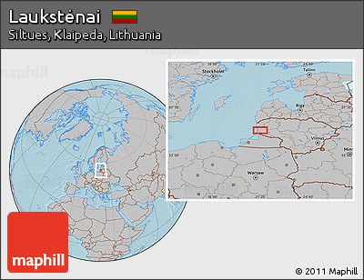 Gray Location Map of Laukstėnai, hill shading