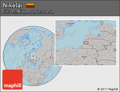 Gray Location Map of Nikėlai, hill shading