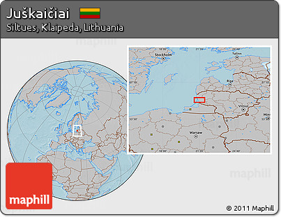 Gray Location Map of Juškaičiai, hill shading