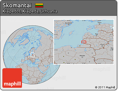 Gray Location Map of Skomantai, hill shading