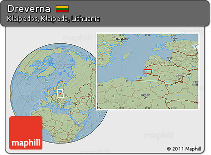 Savanna Style Location Map of Dreverna, hill shading