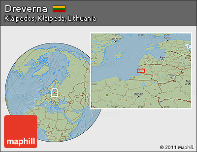 Savanna Style Location Map of Dreverna, hill shading