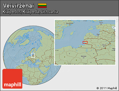 Savanna Style Location Map of Veiviržėnai, hill shading