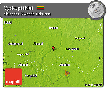 Physical Map of Vyskupiškiai