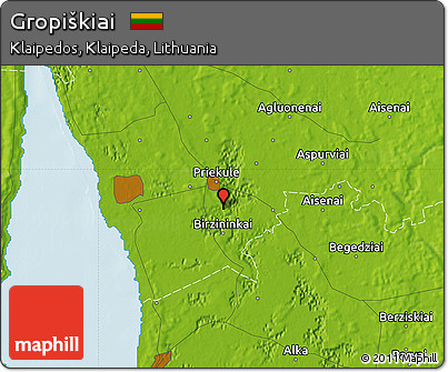 Physical Map of Gropiškiai