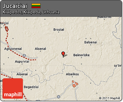 Shaded Relief Map of Jucaičiai