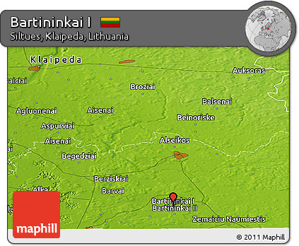 Physical Panoramic Map of Bartininkai I