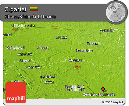 Physical Panoramic Map of Cipariai