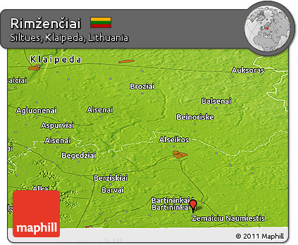 Physical Panoramic Map of Rimženčiai