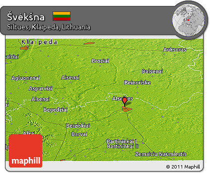 Physical Panoramic Map of Švėkšna