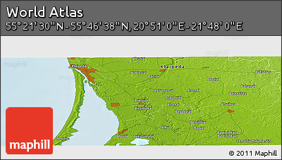 Physical Panoramic Map of the Area around 55° 34' 4" N, 21° 19' 30" E